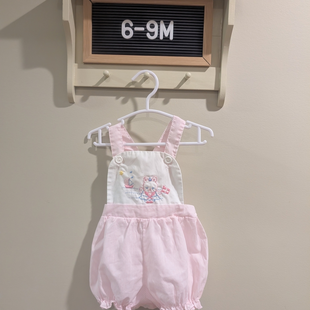 Charming Pink Sailor Baby Overalls